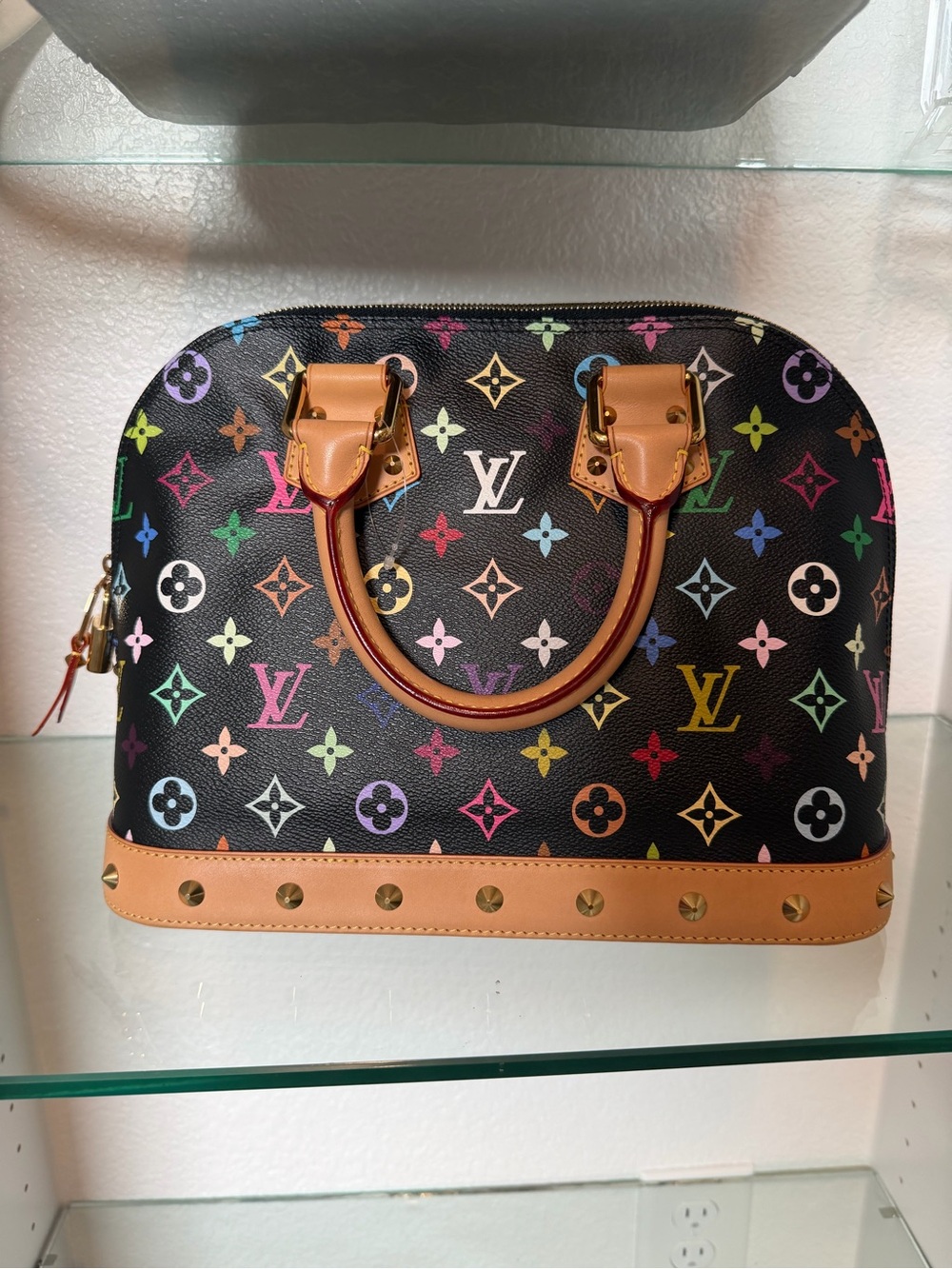 Louis Vuitton Black Multicolor Alma PM Leather Satchel